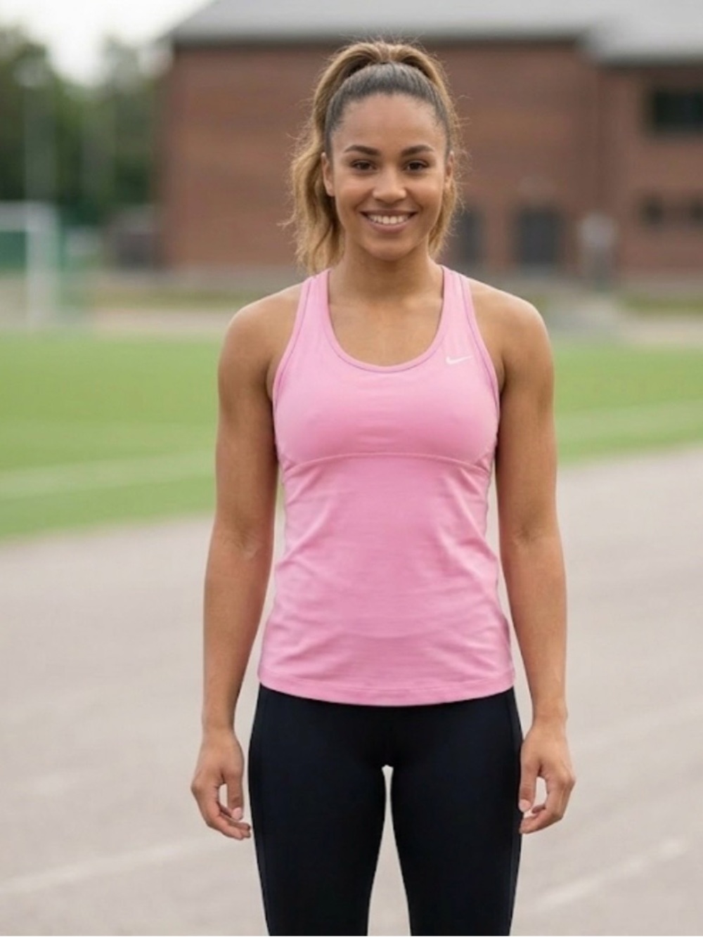 Nike Dri-Fit  Pink Stretch Racerback Tank Top Built-In Bra size M
